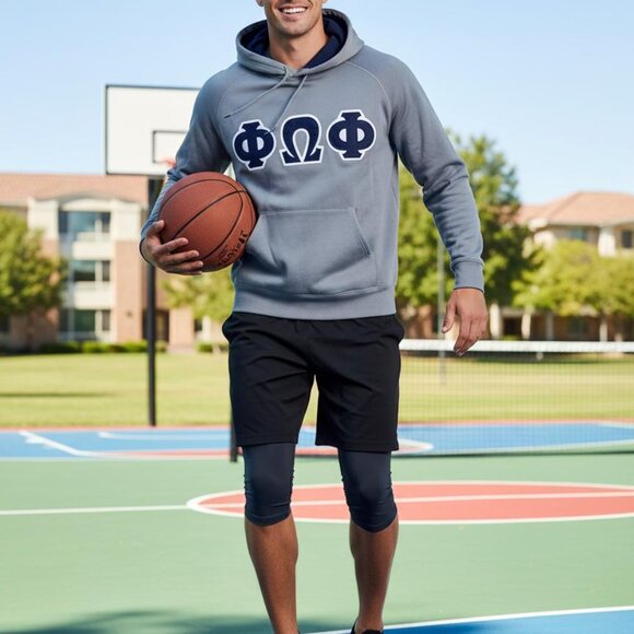 VTG Russell Athletic Dri Power Men XL Phi Omega Phi Gray Embroidered Hoodie ** - Picture 1 of 9